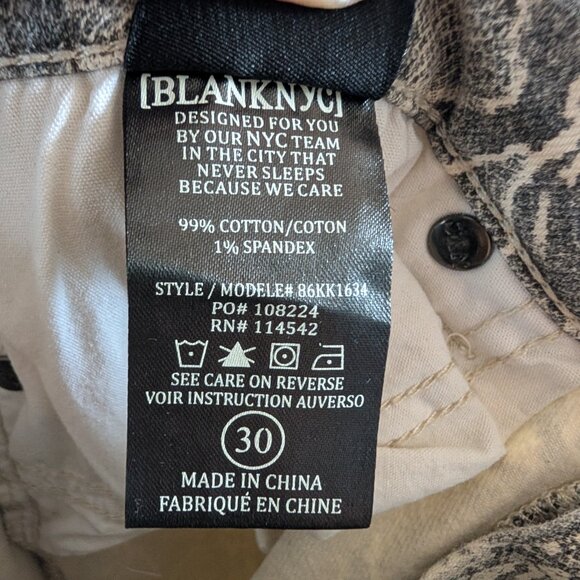 Blank NYC Reade Crop Snakeskin Skinny Jean Size 30 Python grey white Rock Grunge - Picture 12 of 12